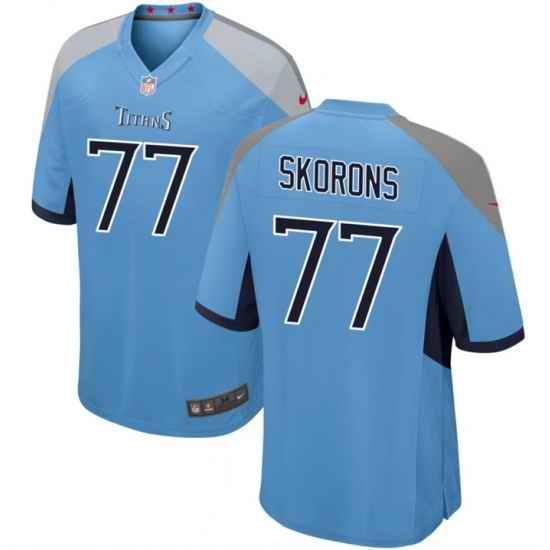 Men Tennessee Titans 77 Peter Skoronski Blue 2023 Draft Stitched Game Jersey